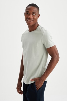 DeFacto, Tricou slim fit de pijama, cu decolteu la baza gatului, Gri cenusa DeFacto, Tricou slim fit de pijama, cu decolteu la baza gatului, Gri cenusa