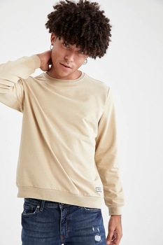 DeFacto, Bluza sport din amestec de bumbac, bleumarin inchis DeFacto, Bluza sport din amestec de bumbac, bleumarin inchis