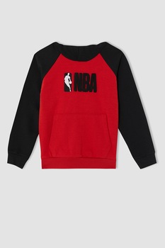 DeFacto, Hanorac regular fit cu maneci raglan, Rosu/Negru DeFacto, Hanorac regular fit cu maneci raglan, Rosu/Negru