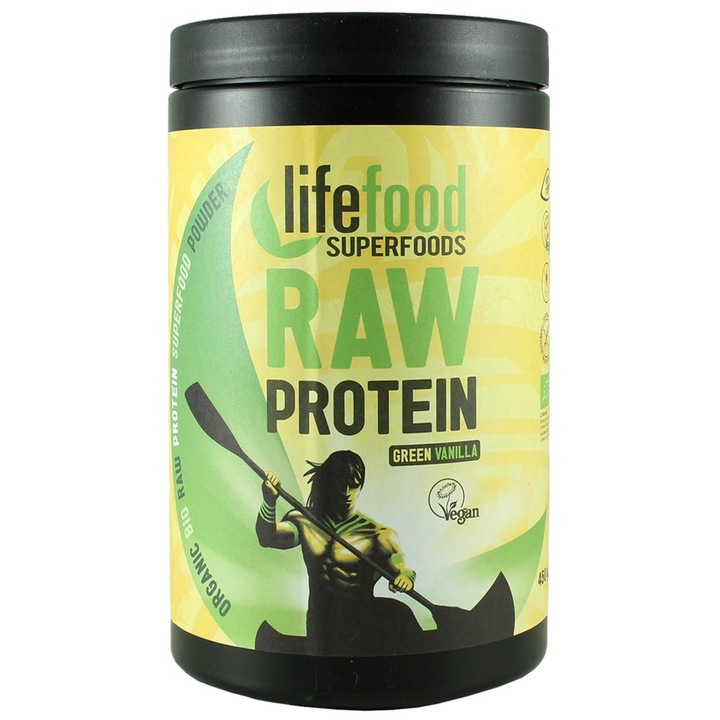 Zöld Vanília Superfood nyers bio fehérjepor, Lifefood, 450g