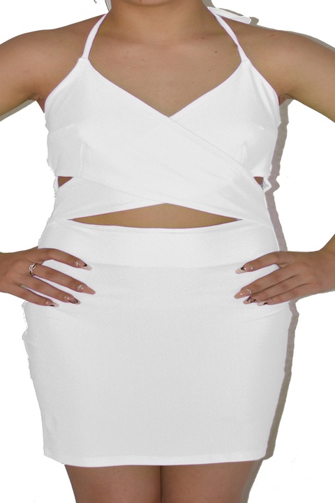 Rochie dama "Marinela", Elegant, Poliester/Elastan, Alb