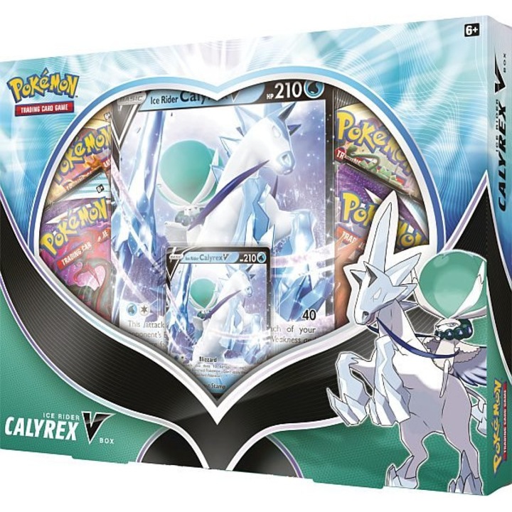 Joc de carti Pokemon, Ice Rider Calyrex V Box, 4 Boosters