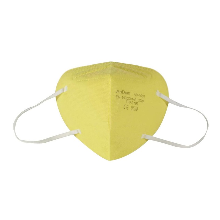 Mаска THK FFP2 AD-1001, 5 слоя, Индивидуално опакована, Жълта