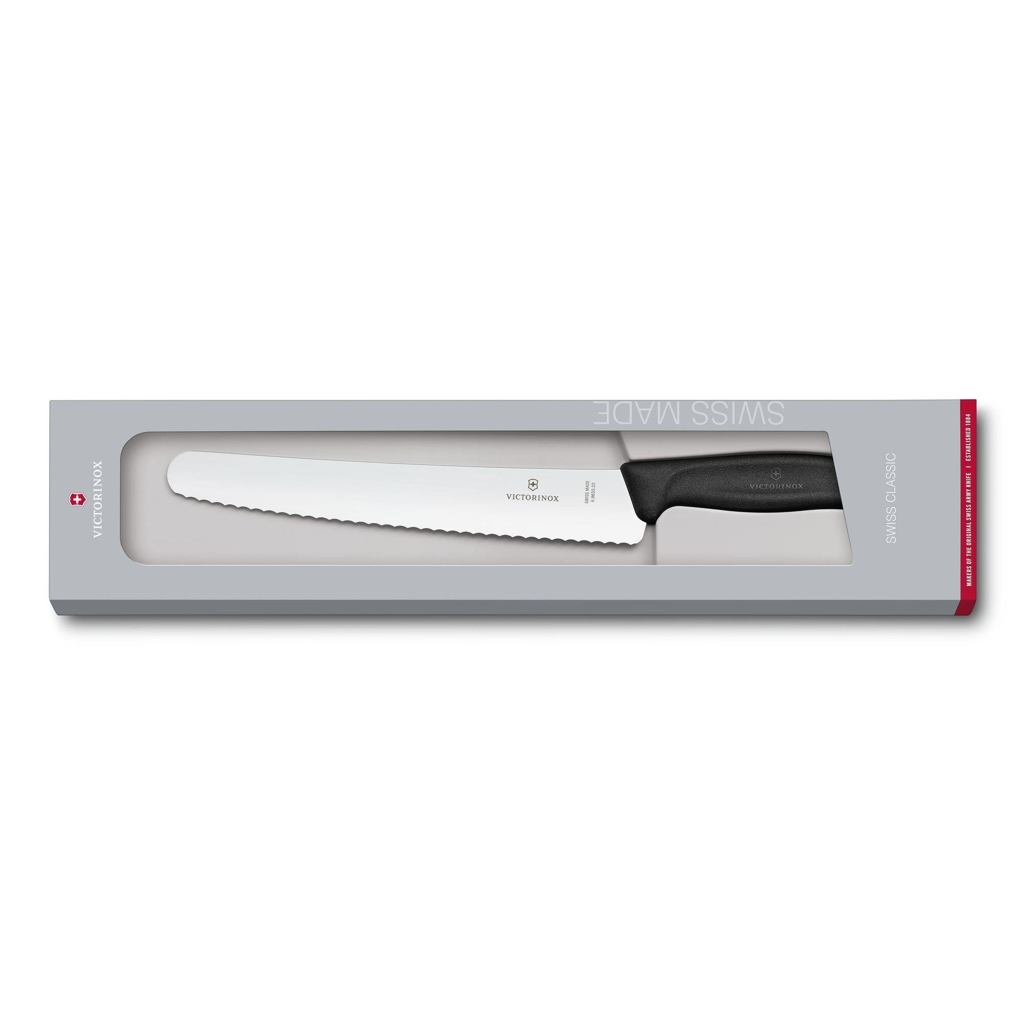 Cutit Victorinox pentru paine si patiserie, lama zimtata 22 cm, maner polipropilena negru