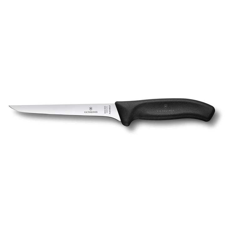 Cutit Victorinox pentru dezosat, lama curbata 15 cm, maner polipropilena negru