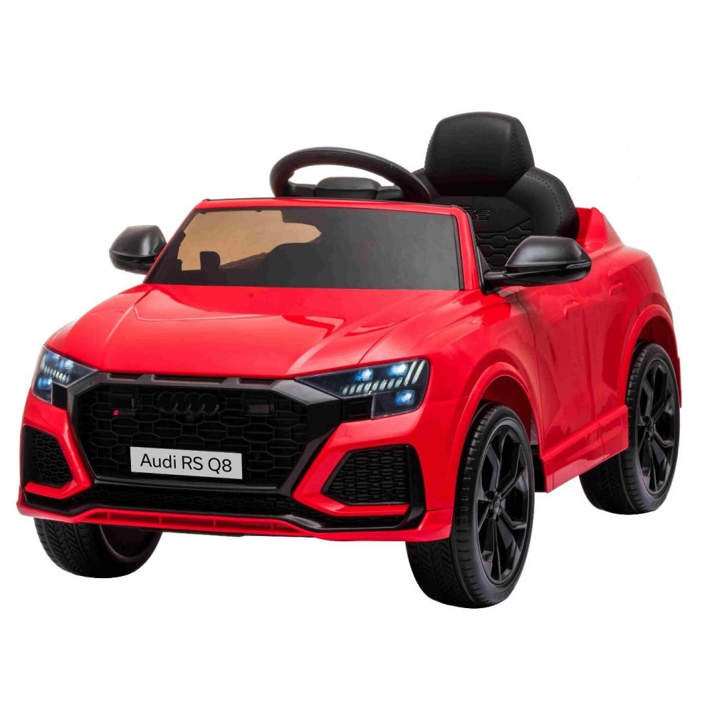 Masinuta electrica cu scaun de piele si roti cauciuc Audi RS Q8 Red