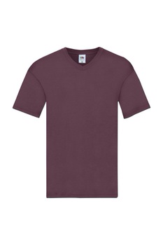 Tricou cu decolteu in V Fruit of the Loom, Bumbac, Visiniu Tricou cu decolteu in V Fruit of the Loom, Bumbac, Visiniu