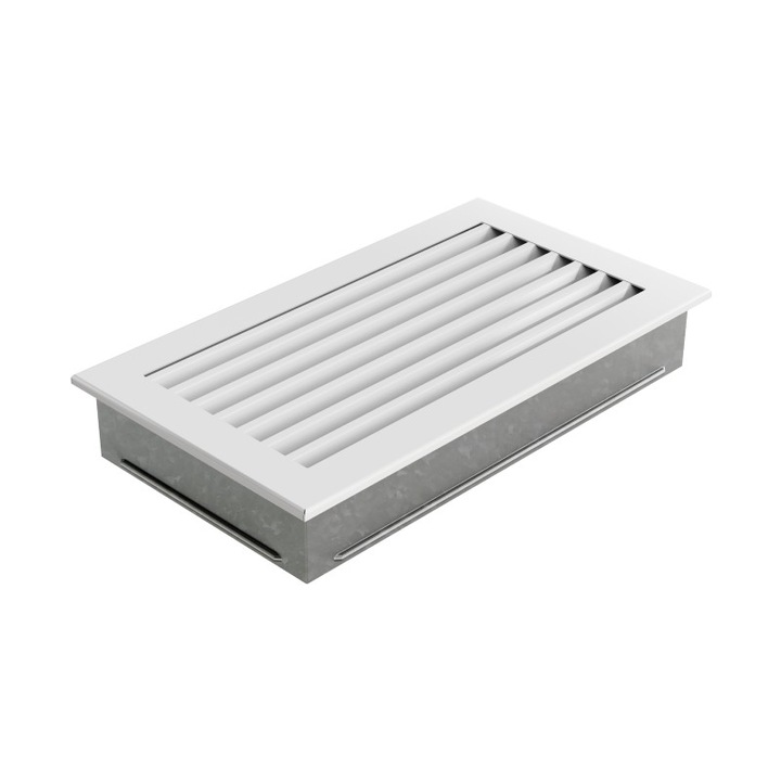 Grila ventilatie semineu, metalica, alba, Modern 17x30 cm