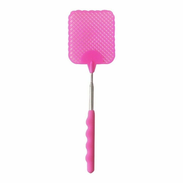 Paleta pentru muste Karll, cu maner extensibil, roz