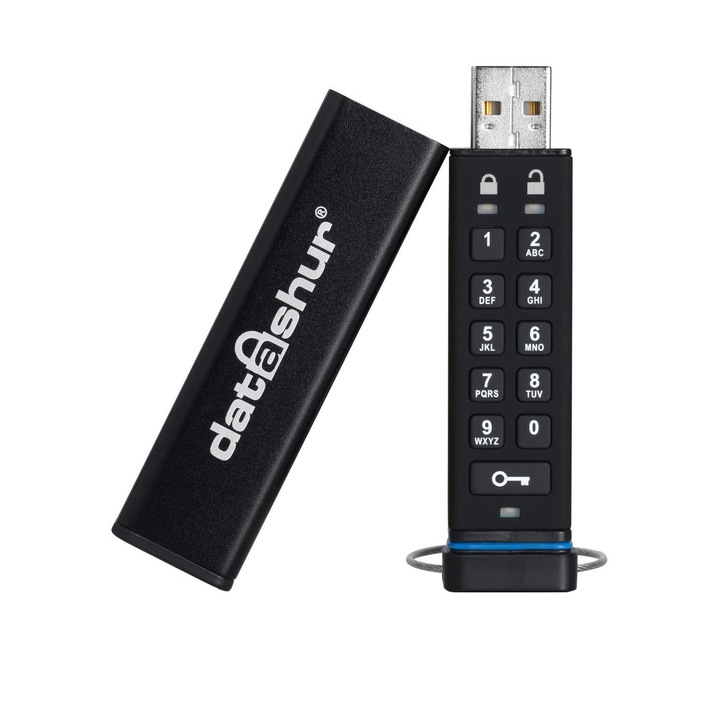 USB memóriakártya Ashur kóddal, IS-FL-DA-256-8, 8GB, USB 2.0, 27Mb/s, IP57, fekete