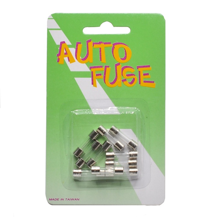10 db-os (1A-20A) üvegbiztosíték készlet, 5 x 20 mm