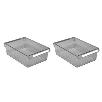 Organizatoare Frigider, Sertare pentru depozitare, 2 Bucati, Negru Transparent, 32,5x20,5x10 cm Organizatoare Frigider, Sertare pentru depozitare, 2 Bucati, Negru Transparent, 32,5x20,5x10 cm