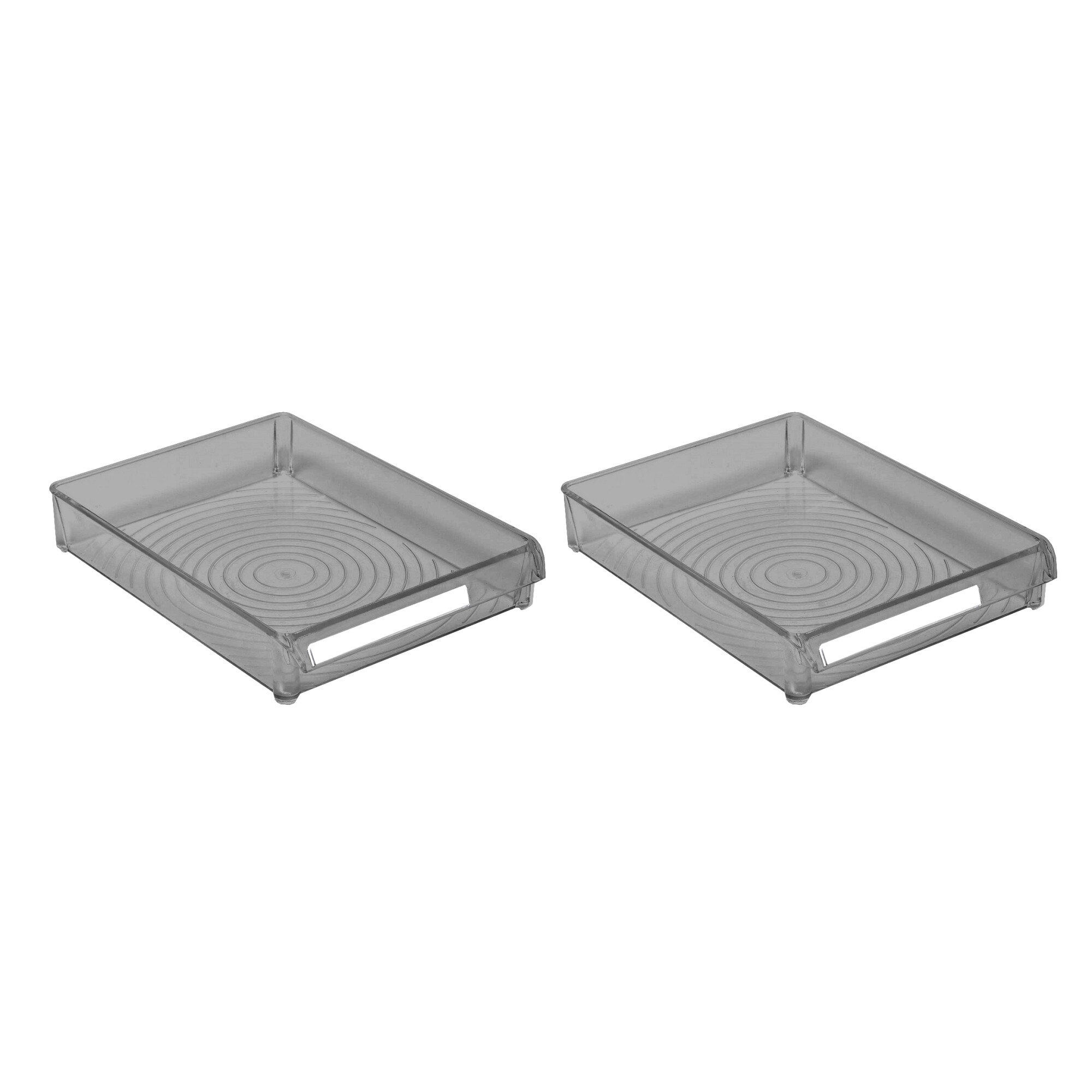 Organizatoare Frigider, Sertare pentru depozitare, 2 Bucati, Negru Transparent, 20,5x28x5 cm