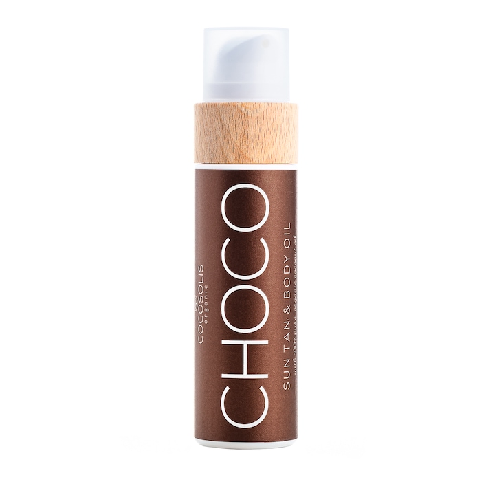 Био масло за шоколадов тен COCOSOLIS CHOCO Sun Tan & Body Oil, за хидратирана и сияйна кожа, 110 мл