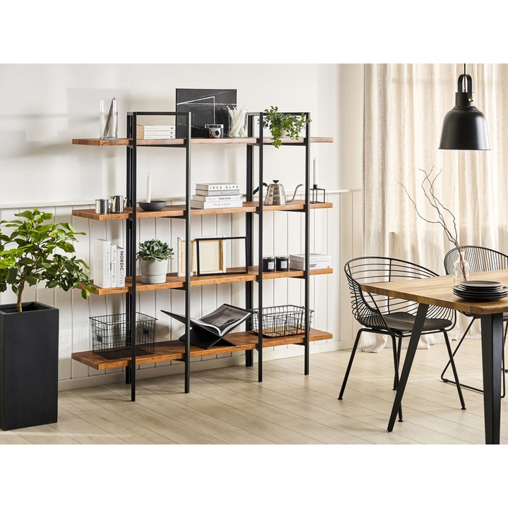 Négyszintes sötétbarna könyvespolc COMPTON