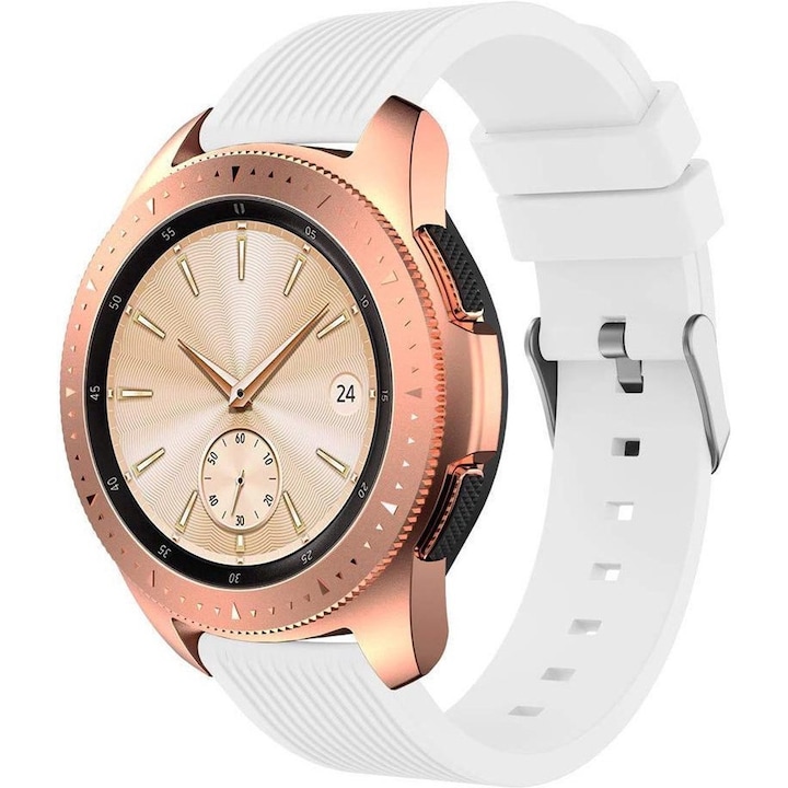 Силиконова каишка 20 мм, съвместима със смарт часовник Samsung Galaxy watch 42 мм диагонал, Huawei Watch GT 2 (42 мм), бял
