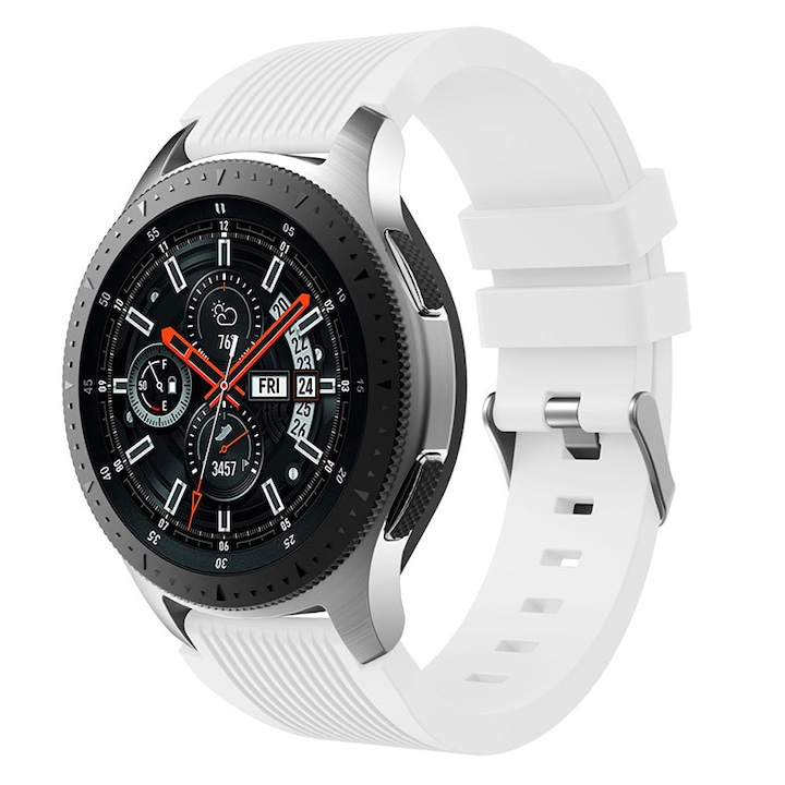 SvodMedia Szilikon szíj, 22 mm, Samsung Galaxy Watch 46 mm, Huawei Watch GT 2 46 mm kompatibilis, szíj szélesség 22 mm, fehér