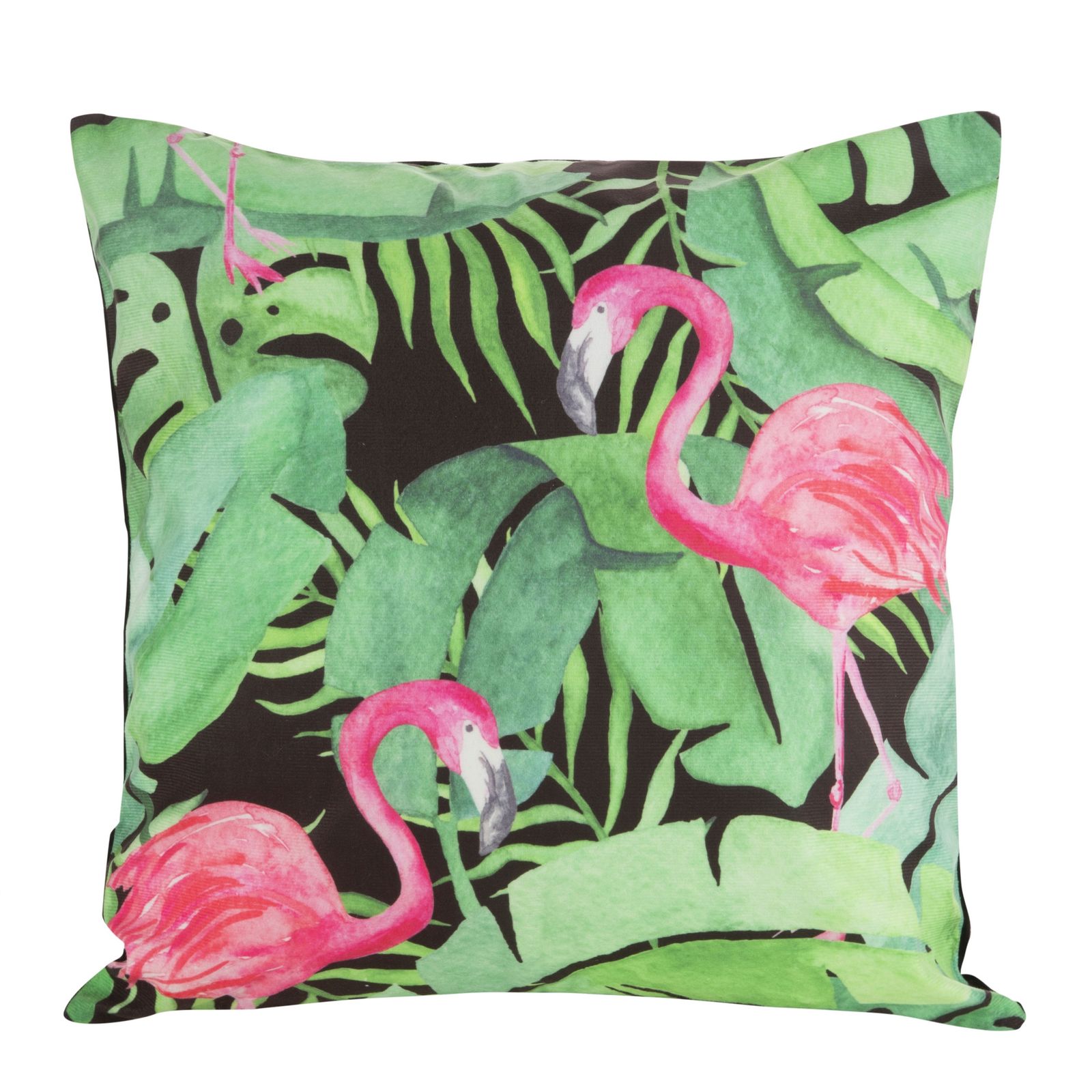 Fata de perna decorativa Eurofirany MINK 45x45 Negru frunze si flamingo