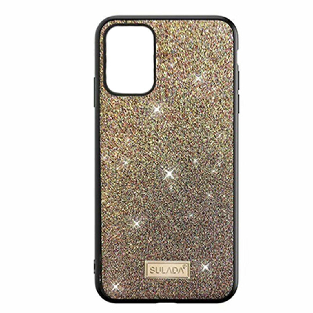 Husa de Protectie pentru Samsung Galaxy S21+ (Plus), Sparkle Glitter Design, Next Level Protection, Brilliant Style, Shiny Fashion, Latest Trend, Gold, Multicolor
