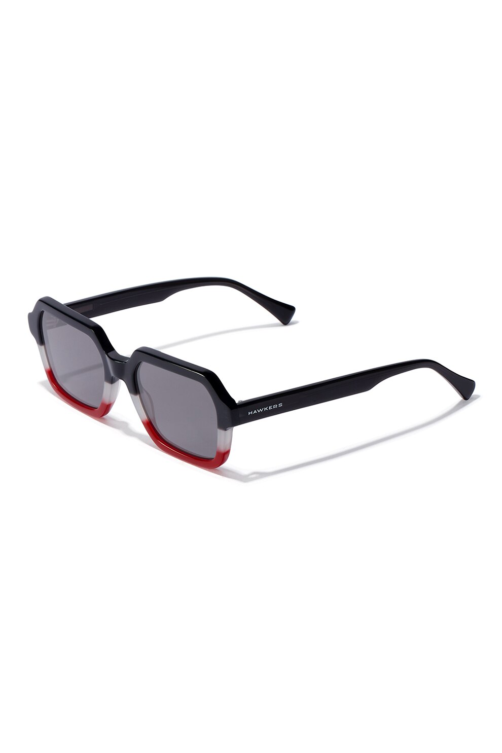 Hawkers, Ochelari de soare unisex patrati cu lentile uni, Negru/gri/rosu inchis, 50-21-140 Standard