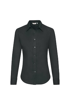 Camasa cu maneca lunga OXford dama Fruit Of The Loom, Bumbac/Poliester, Negru, Negru Camasa cu maneca lunga OXford dama Fruit Of The Loom, Bumbac/Poliester, Negru, Negru