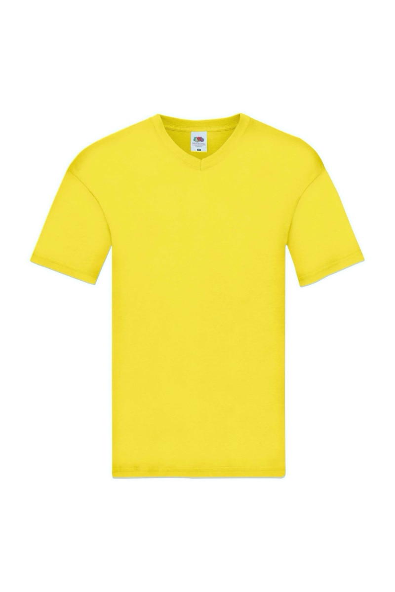 Tricou Fruit of the Loom, Bumbac, in V, Galben
