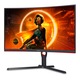 Монитор Gaming AOC 31.5", VA, Извит, WQHD, DisplayPort, 165Hz, Vesa, Черен/Червен