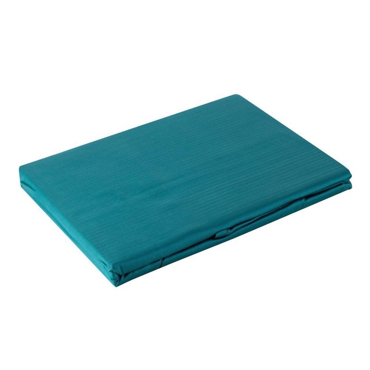 Cearceaf de pat, Eurofirany, Fara elastic, Bumbac, 2 persoane, Lavabil, 180 x 210 cm, Albastru