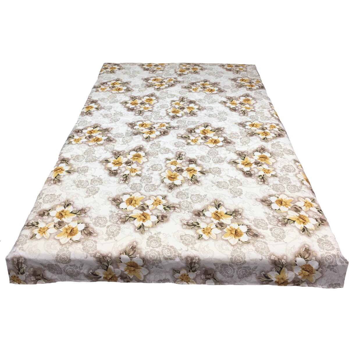 Cearceaf alb/bej 210x215cm pentru pat mediu, pentru saltea intre 140-160cm, 
