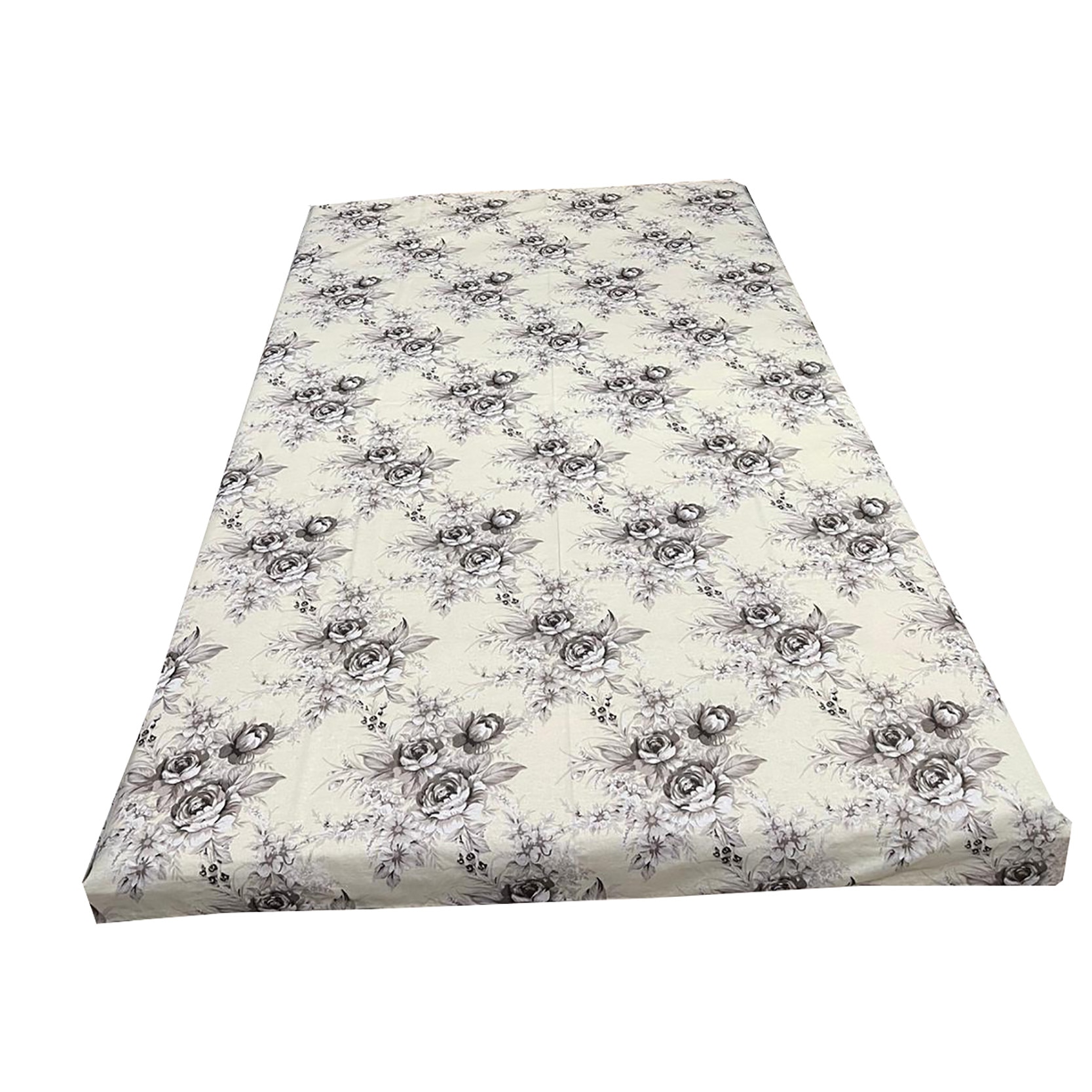 Cearceaf crem/gri 140x215cm pentru pat single, pentru saltea de 90 cm, 