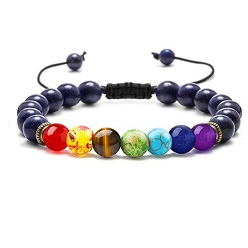 Bratara energetica creata manual, din roca vulcanica EFAYN RO, 7Chakras, pietre semipretioase, unisex, reglabila, Albastru Navy, Reglabila Bratara energetica creata manual, din roca vulcanica EFAYN RO, 7Chakras, pietre semipretioase, unisex, reglabila, Albastru Navy, Reglabila