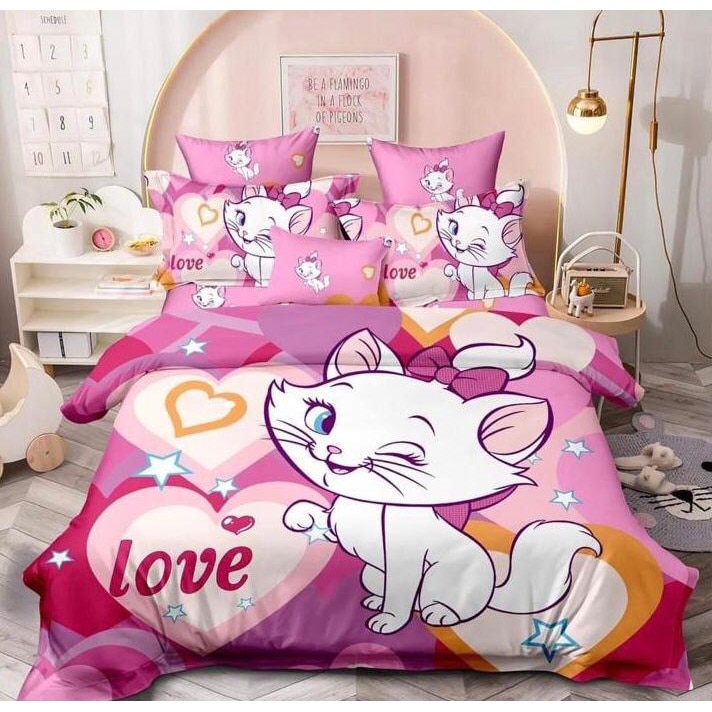 Lenjerie de pat bumbac 6 piese,2 persoane, model pisica