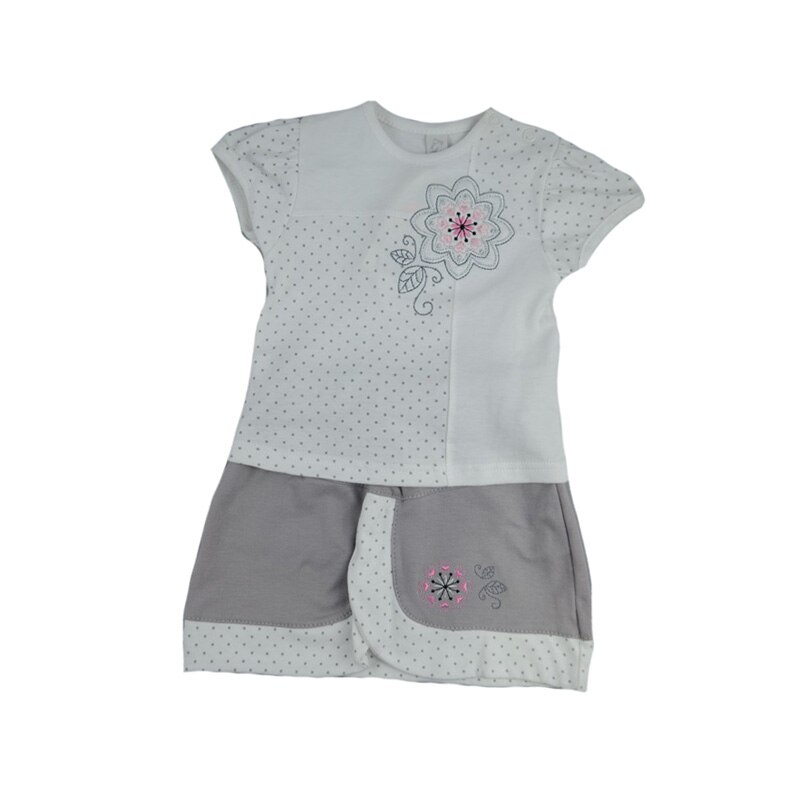 Compleu 2 piese de vara pentru fete Koala Pralinka 04-096A, Alb 62 cm