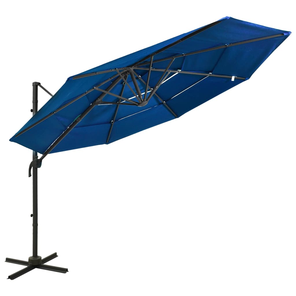 Umbrela de soare 4 niveluri, vidaXL, Poliester, aluminiu vopsit electrostatic, 3 x 3 x 2,47 m, Albastru deschis