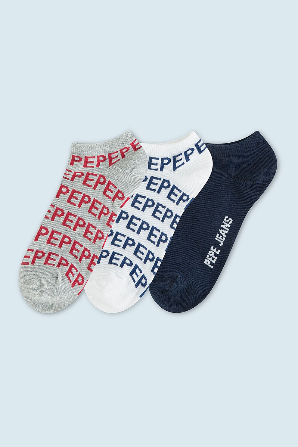 Pepe Jeans London, Set de sosete scurte - 3 perechi, Bleumarin inchis/Alb/Gri inchis, 37-41