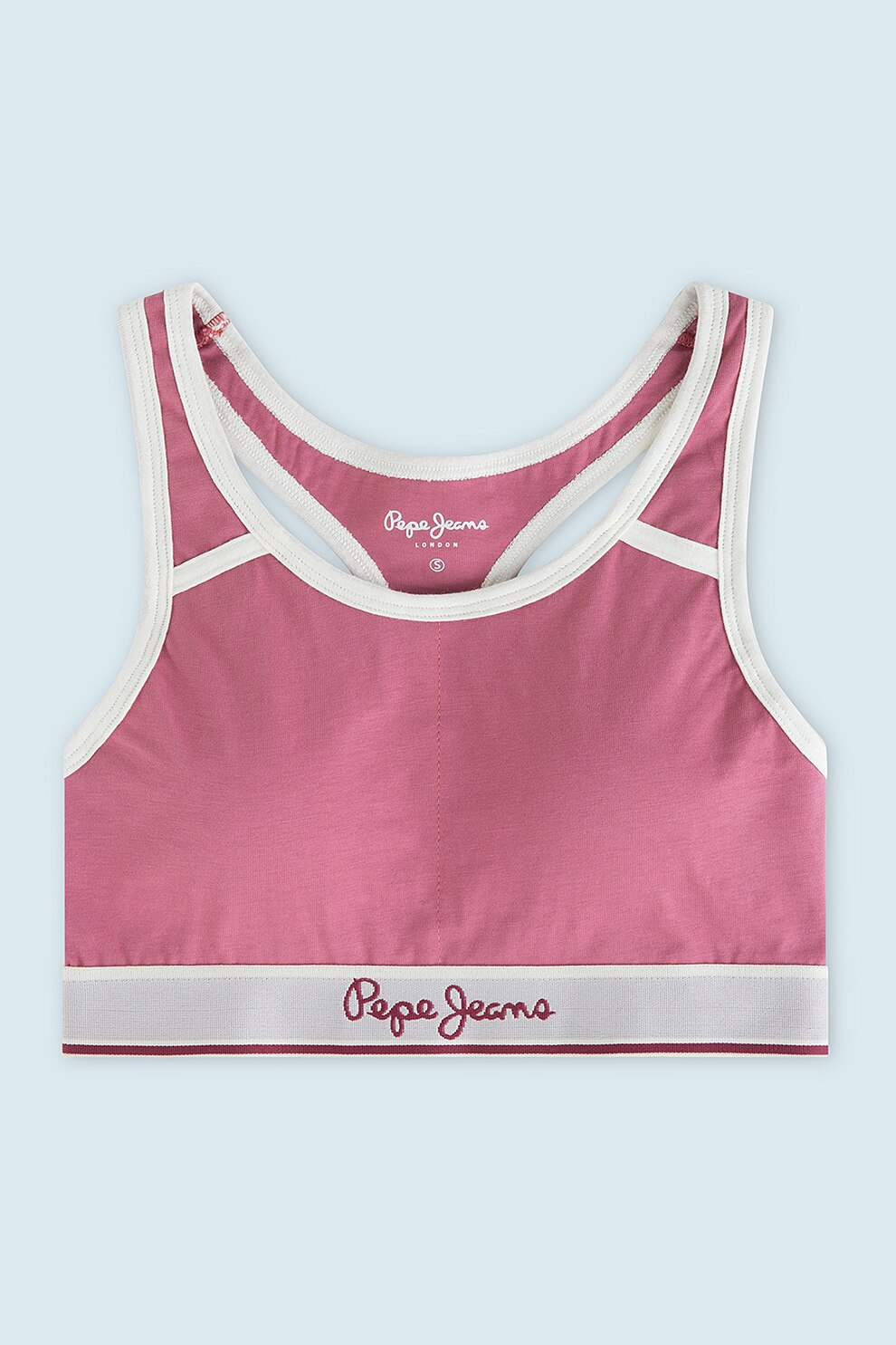 Pepe Jeans London, Bustiera racerback cu garnituri contrastante, Roz