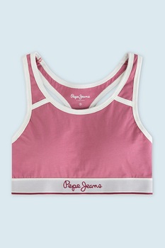 Pepe Jeans London, Bustiera racerback cu garnituri contrastante, Roz Pepe Jeans London, Bustiera racerback cu garnituri contrastante, Roz