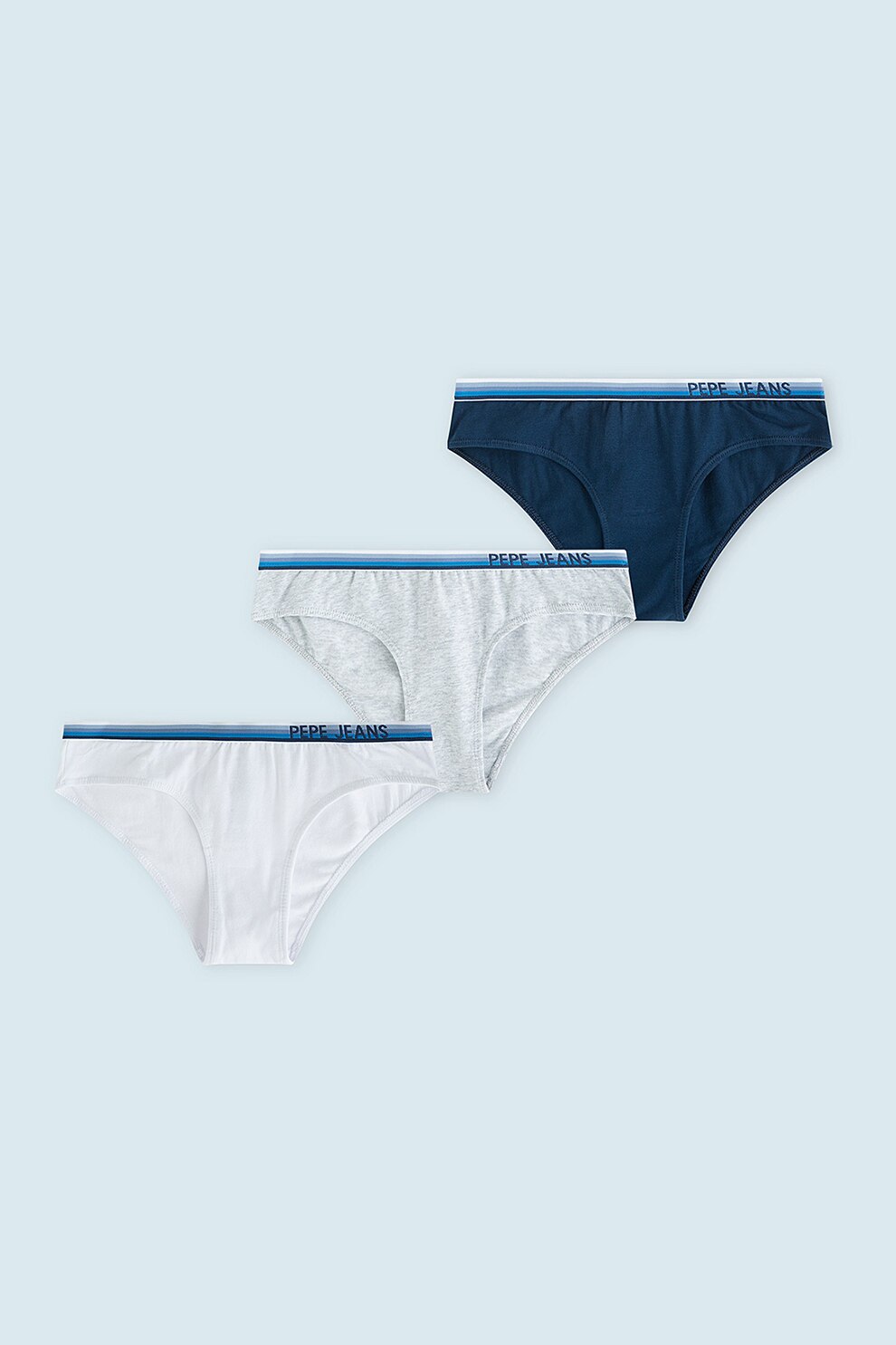 Pepe Jeans London, Set de chiloti - 3 perechi, Alb/bleumarin inchis/gri melange, S