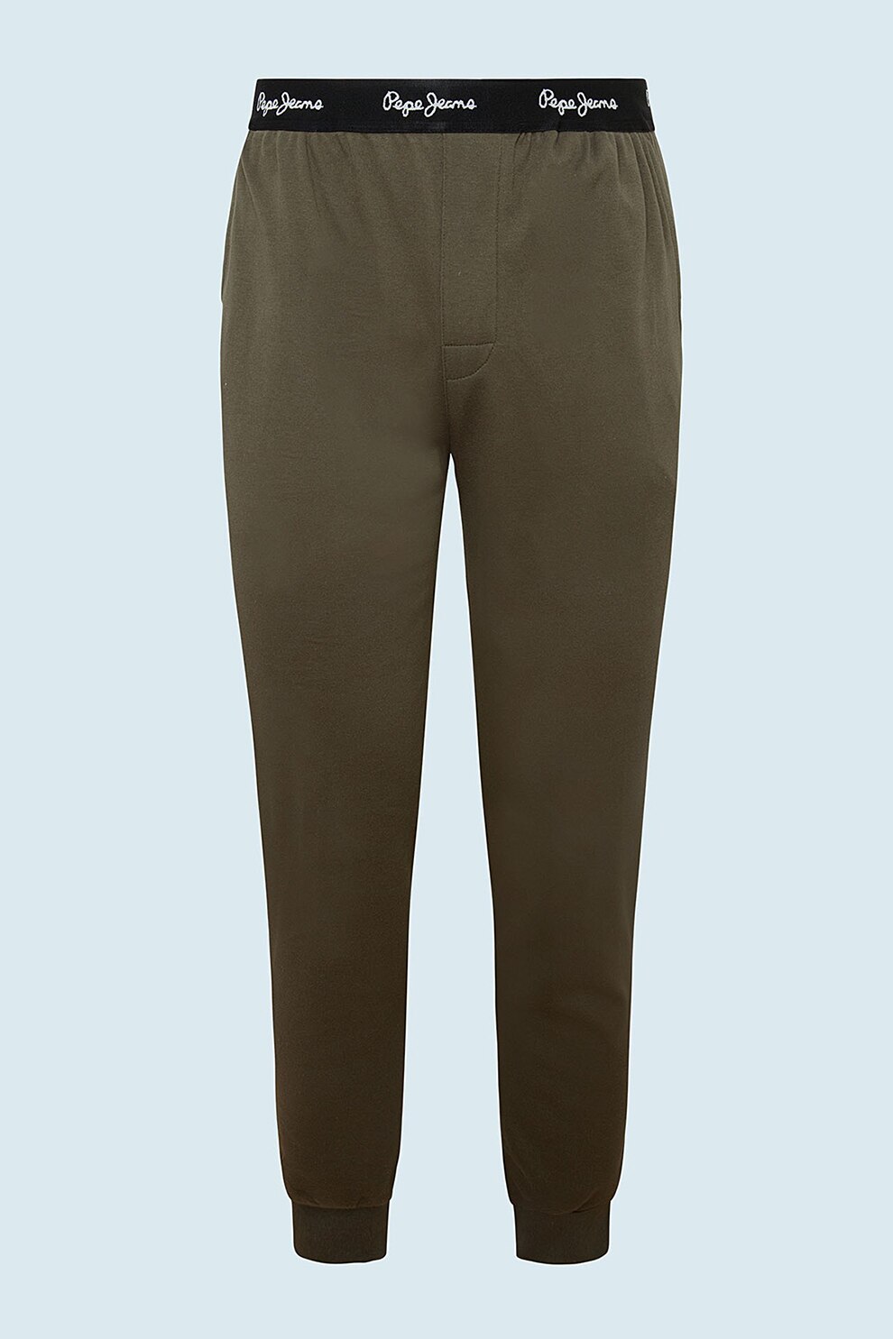 Pepe Jeans London, Pantaloni de casa din bumbac cu banda logo, Maro inchis