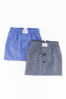 Pepe Jeans London, Set de boxeri de bumbac - 2 perechi, Albastru Pepe Jeans London, Set de boxeri de bumbac - 2 perechi, Albastru