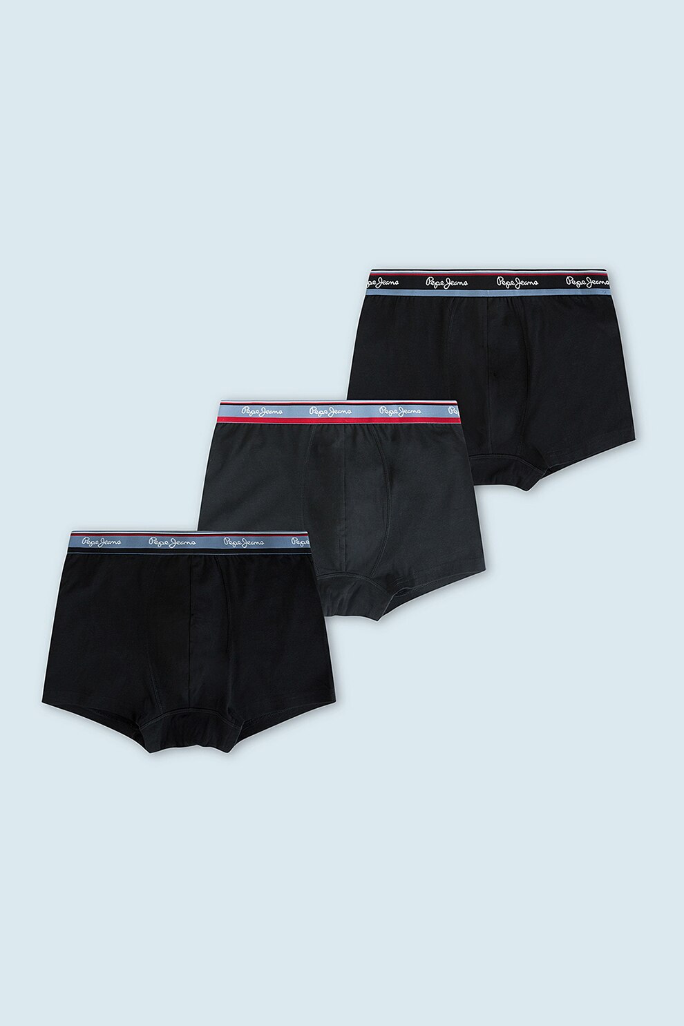 Pepe Jeans London, Set de boxeri cu banda logo in talie - 3 perechi, Negru/negru stins/gri inchis