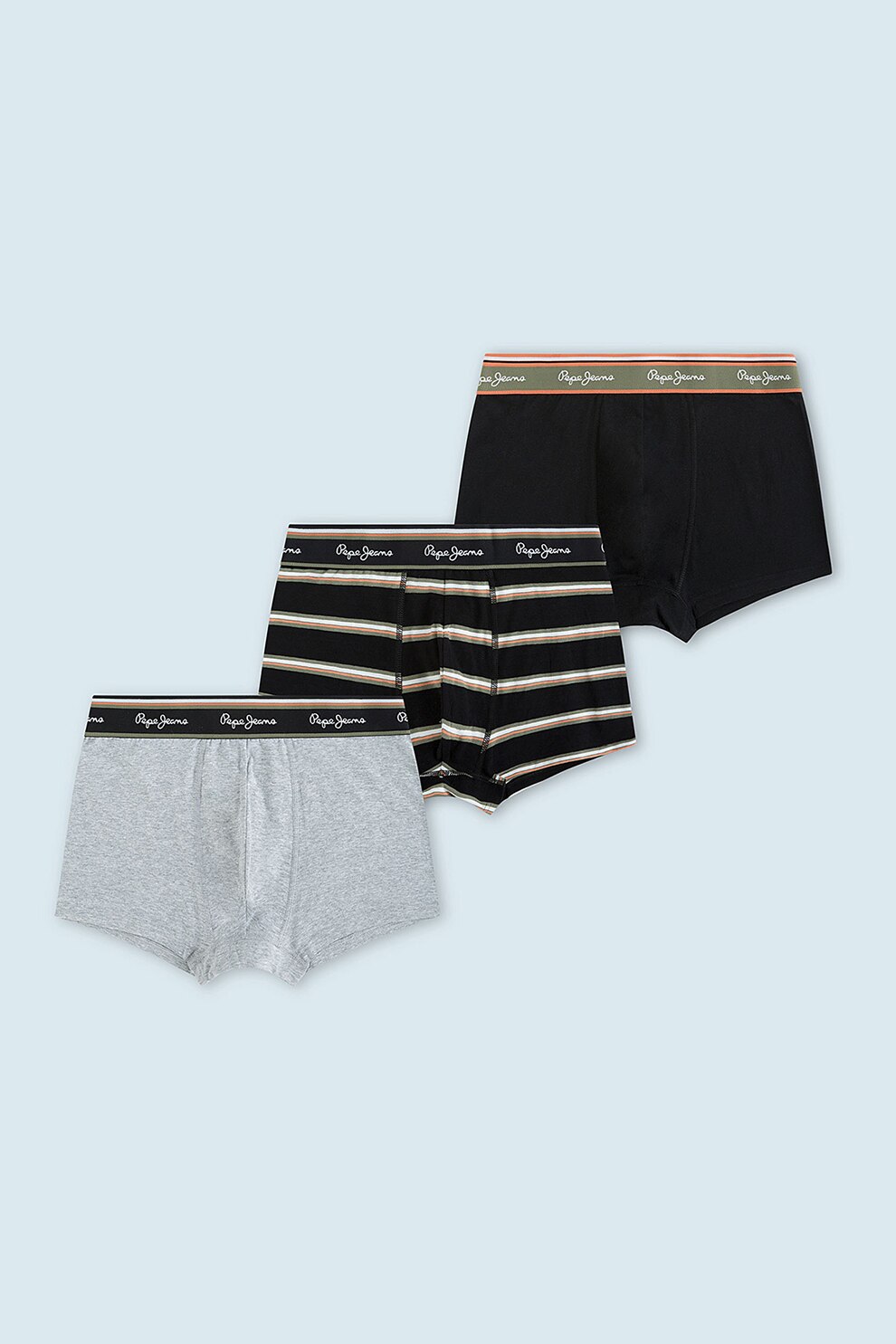 Pepe Jeans London, Set de boxeri din amestec de bumbac - 3 perechi, Negru/alb/verde sparanghel