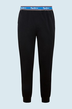 Pepe Jeans London, Pantaloni de pijama cu banda in talie cu imprimeu logo, Negru, L Pepe Jeans London, Pantaloni de pijama cu banda in talie cu imprimeu logo, Negru, L