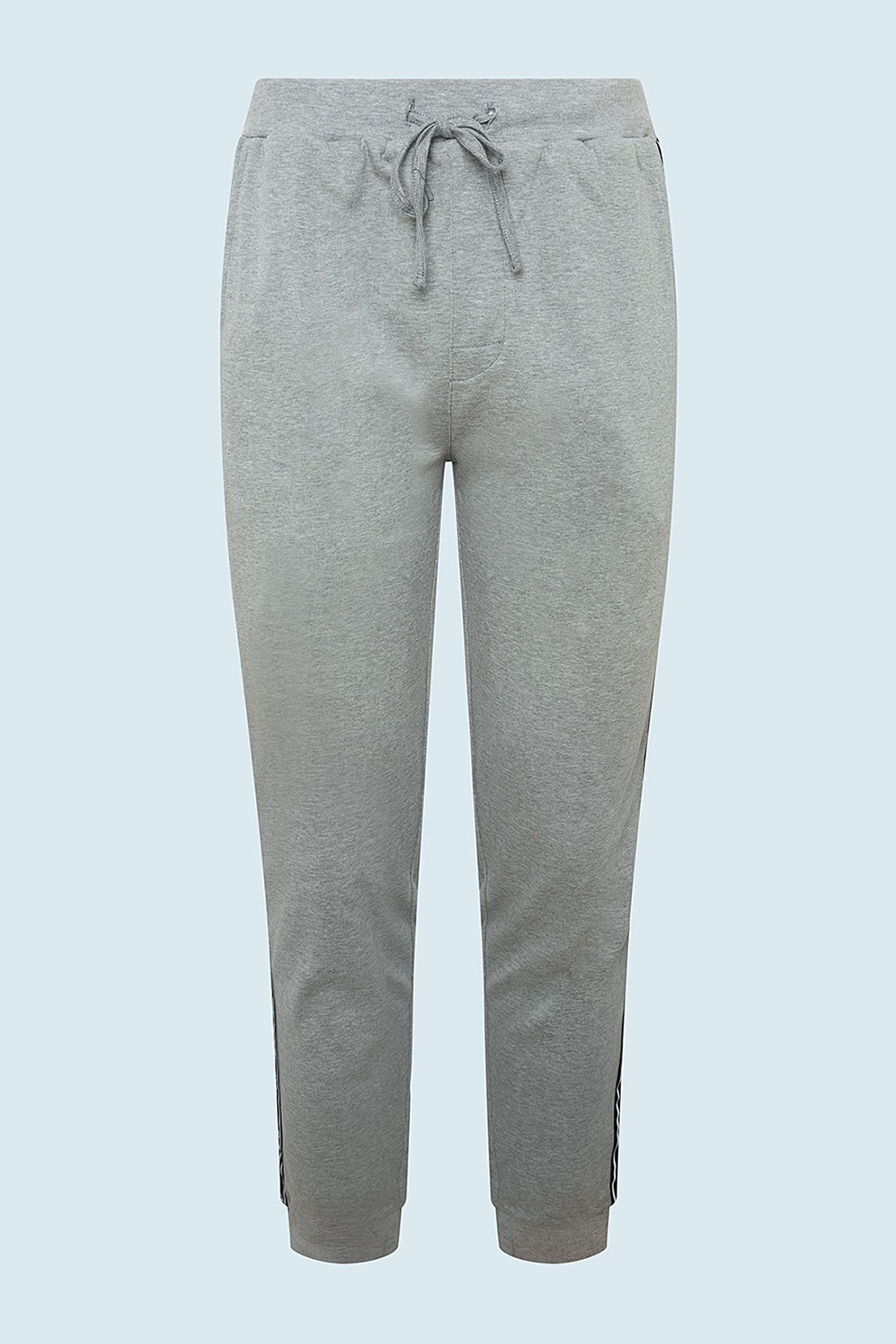 Pepe Jeans London, Pantaloni sport din bumbac cu benzi logo, Gri cenusa