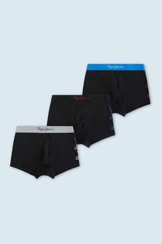 Pepe Jeans London, Set de boxeri cu logo - 3 perechi, Negru Pepe Jeans London, Set de boxeri cu logo - 3 perechi, Negru