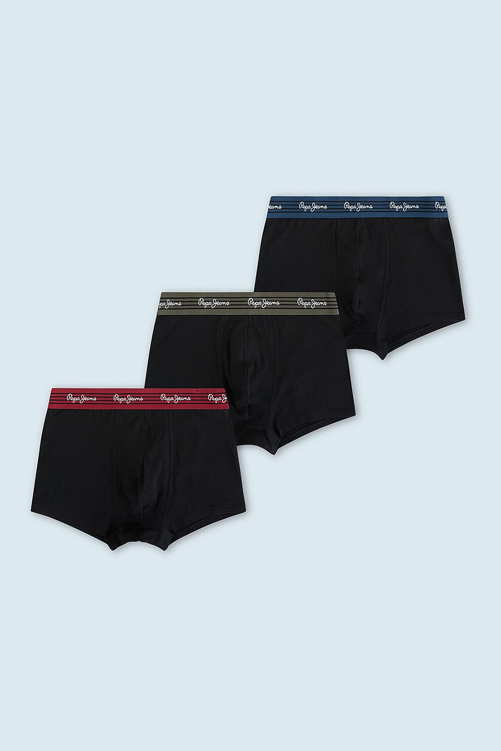 Pepe Jeans London, Set de boxeri cu banda logo in talie - 3 perechi, Negru