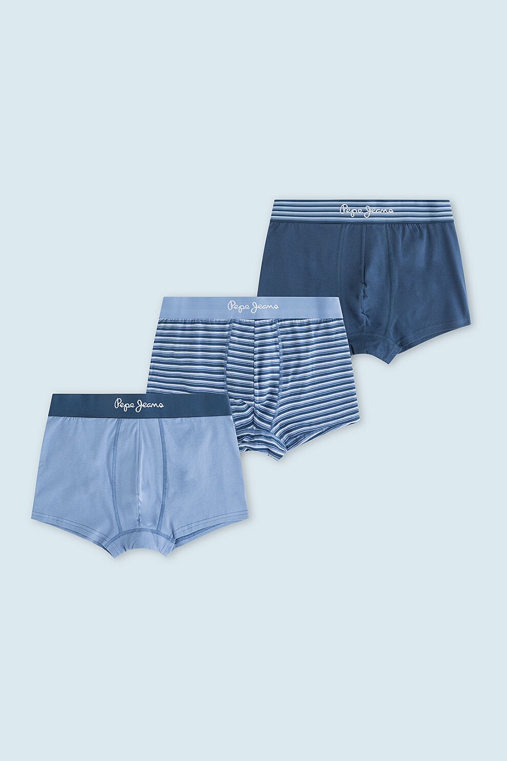 Pepe Jeans London, Set de boxeri din amestec de bumbac - 3 perechi, Albastru lavanda/Bleumarin