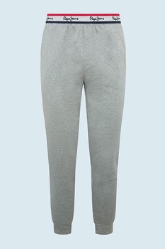 Pepe Jeans London, Pantaloni de pijama cu banda logo in talie, Gri melange, L Pepe Jeans London, Pantaloni de pijama cu banda logo in talie, Gri melange, L