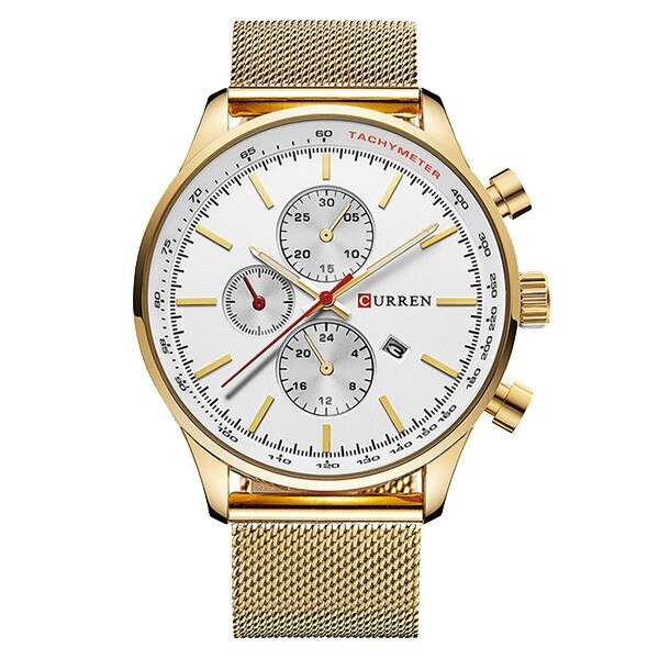 Ceas pentru barbati, Curren, CR8227-Auriu-Alb, 43 mm