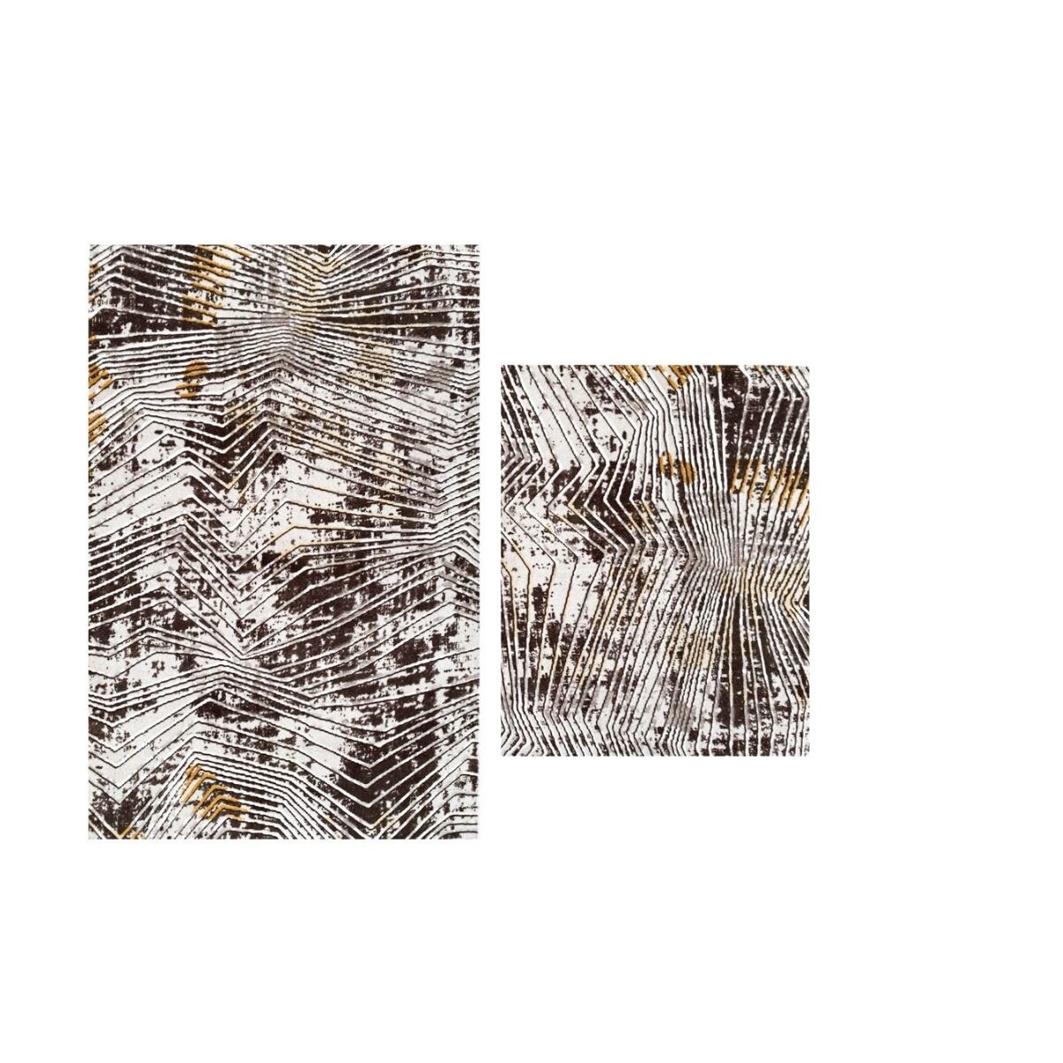 Set 2 covoare de baie, antiderapante, 60/100 cm , maro vargat